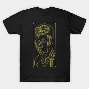 Alphonse Mucha Primevere Yellow Neon T-Shirt